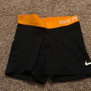 Nike Pro Shorts Black and Orange